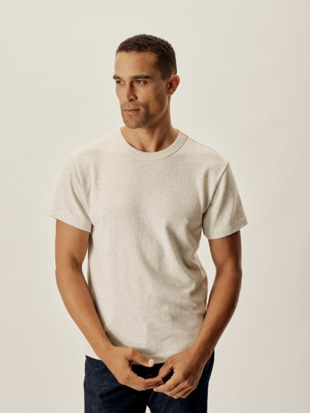 Buck Mason Field Spec Cotton Heavy Tee Heather Oat Size Large